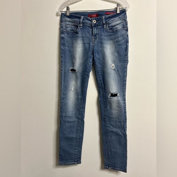 Guess Ripped Medium Rise Skinny Jeans - Picture 1 of 4